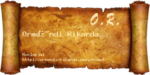 Ormándi Rikarda névjegykártya